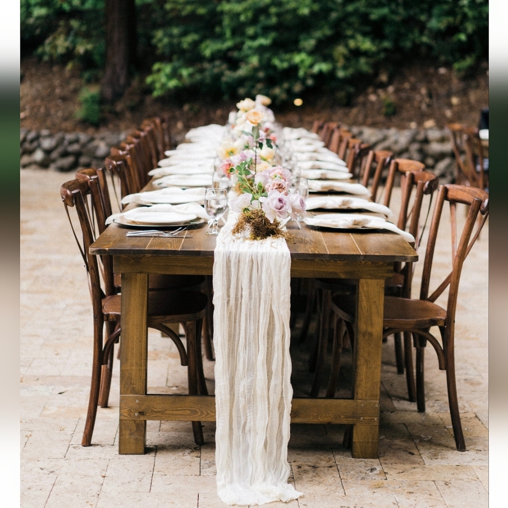Ivory Gauze Cheesecloth Table Runners, 11.2ft Long X 35.5in Wide, Pack Of 12